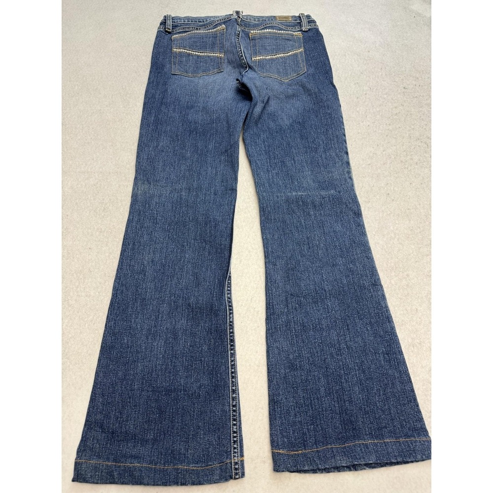 Allen B. By Allen Schwartz Jeans Womens 30 Blue Mid Rise Wide Leg Rhinestone - Picture 10 of 13